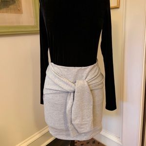 New Stretch cotton knit tie front miniskirt